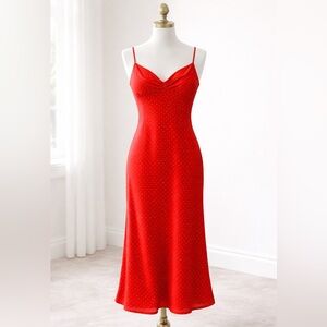 ❤️ Vintage-Inspired Red Polka-Dot Slip Dress